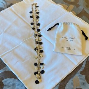 kate spade gold-tone necklace with navy blue and cream enamel discs